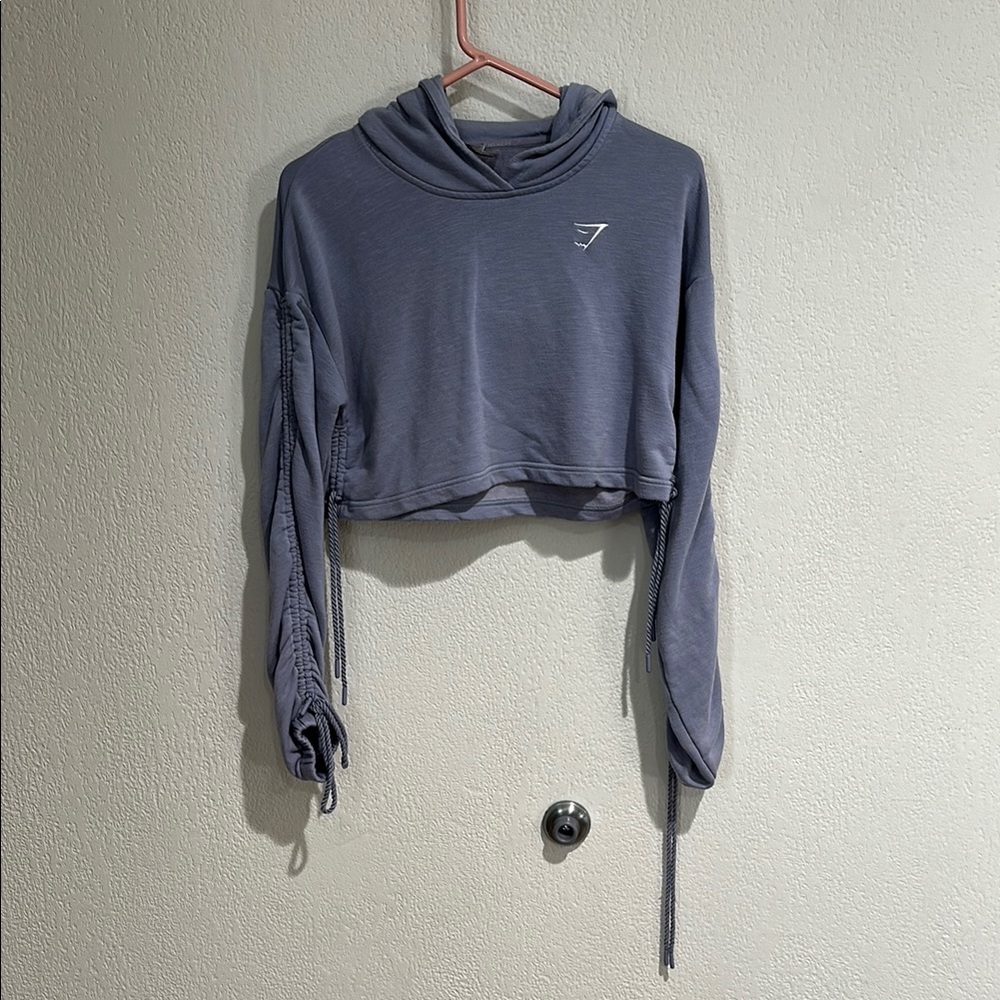 Gymshark Blue Gray Cropped Hoodie Like New